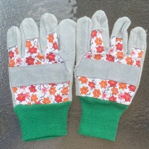 Suede Floral Work Gardening Gloves XL